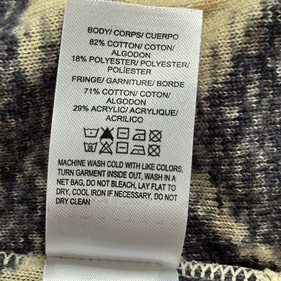 Lucky Brand Aztec Print Fringe Cardigan Sweater Boho Western Medium - Picture 6 of 7